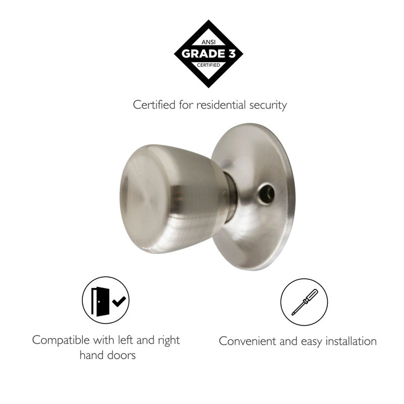 Design House 190579 Terrace Dummy Door Knob Satin Nickel 2-Pack - Image 3